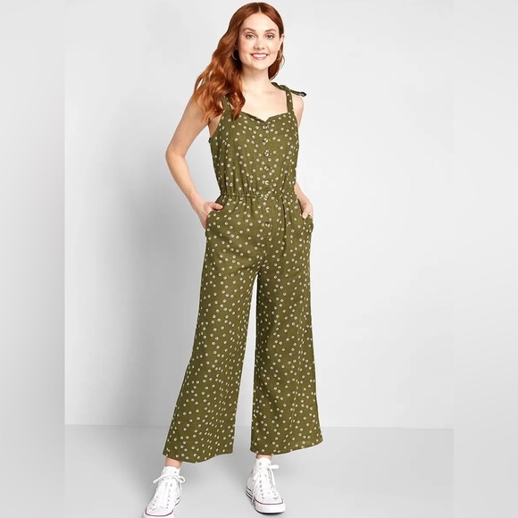 Modcloth Tie Shoulder Linen Blend Jumpsuit - Picture 1 of 5